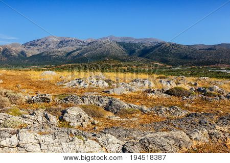 Majestic View Of Cretan Landscape At Sunset, Malia, Crete