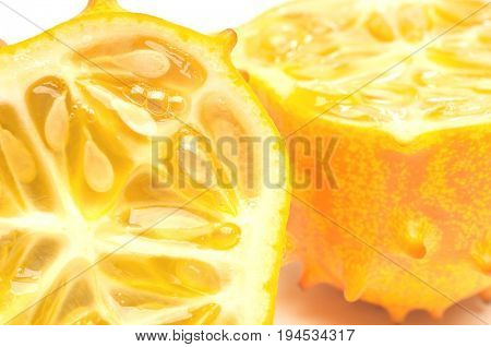 Kiwano fruit crossection, close-up