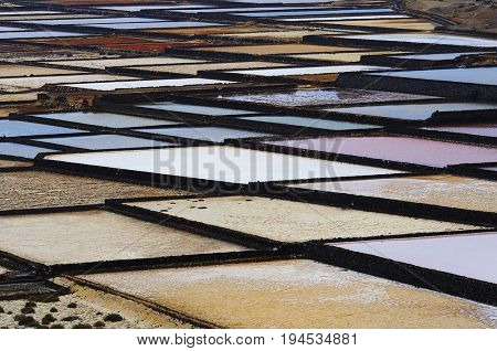 Landmarks of Lanzarote - Salinas de Janubio, main salt production of Canary islands