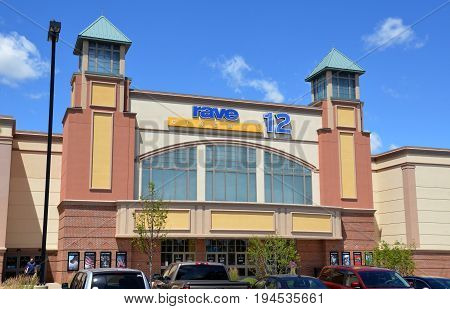 PERRYSBURG OH - JUN 25: Rave Cinemas in Perrysburg OH is shown here on June 25 2017. They were bought by Cinemark in 2013.