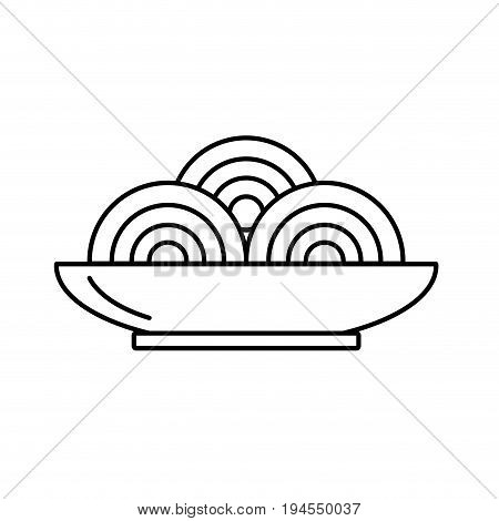line delicious spaguetti food with nutrient vector illustration