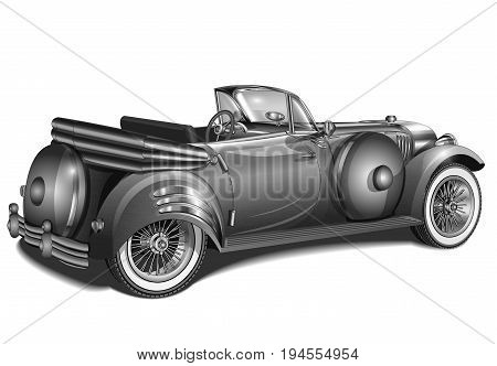 The isolated retro car on white background