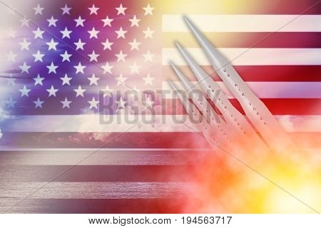 Us America Lunch Icbm Missile For Nuclear Bomb Test Illustration Concept.