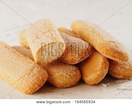 Ladyfinger Savoiardi Biscuit Cookies Close Up