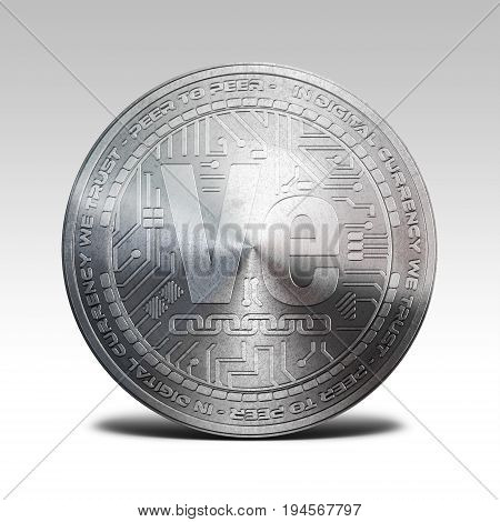 silver veritaseum coin isolated on white background 3d rendering illustration