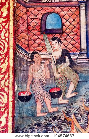 Mural Painting At Wat Phra Singh, Chiang Mai
