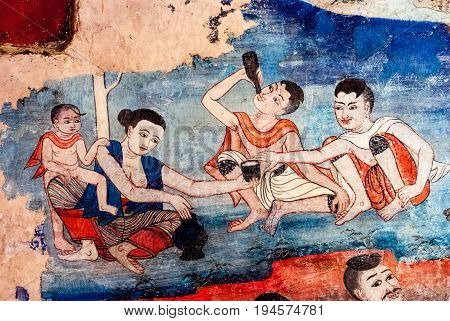 Mural Painting At Wat Phra Singh, Chiang Mai