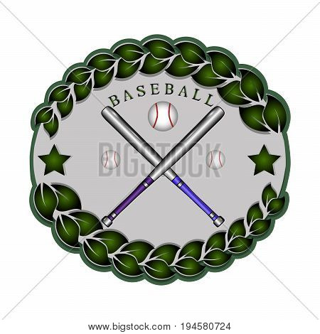 Abstract vector icon illustration of logo for chrome plated steel for bat baseball, flying ball closeup.