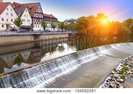dam on the river Neckar in the Nurtingen in southern Germany