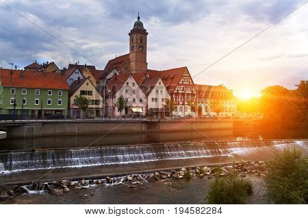 dam on the river Neckar in the Nurtingen in southern Germany