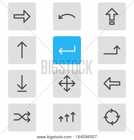 Vector Illustration Of 12 Direction Icons. Editable Pack Of Undo, Direction, Turn And Other Elements.