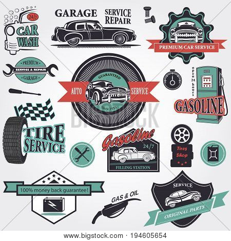 The set of retro vintage car labels