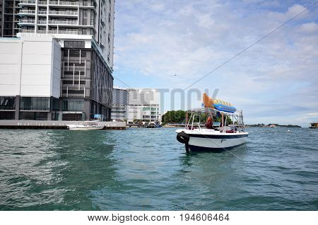 Tourist Boats At Jetty Jesselton Point, Kota Kinabalu