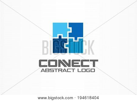 Abstract logo for business company. Corporate identity design element. Puzzle solution, finance, bank logotype idea. Square group, network integrate, technology mix concept. Color Vector connect icon