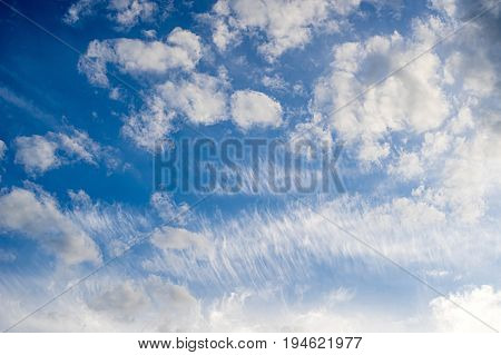 Sky with unusual pattern of spindrift clouds