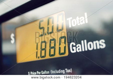 Screen of gas pump, close-up