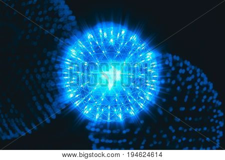 Nucleus Of Atom Nuclear Explode Atomic Bomb Red Hot Ray Radiation Light Science Illustration Concept