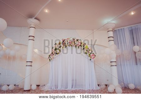 Decorated arches for the wedding romantic ceremony