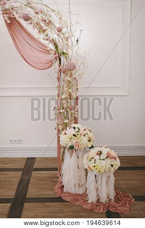 Decorated arches for the wedding romantic ceremony