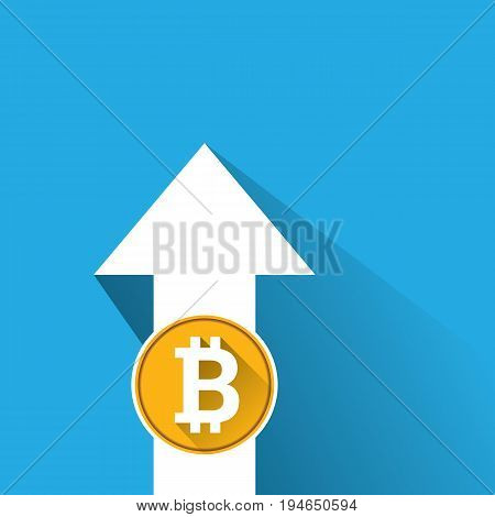 vector bitcoin growth graph on blue background. Bitcoin hype concept vector illusrtation with blank space fo text