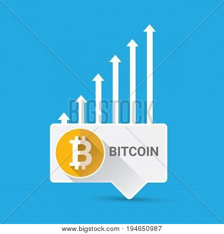 vector bitcoin growth graph on blue background. Bitcoin hype concept vector illusrtation with blank space fo text
