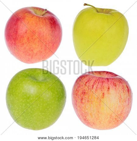 Fuji, Golden, Granny Smith and Idared apple isolated on white background