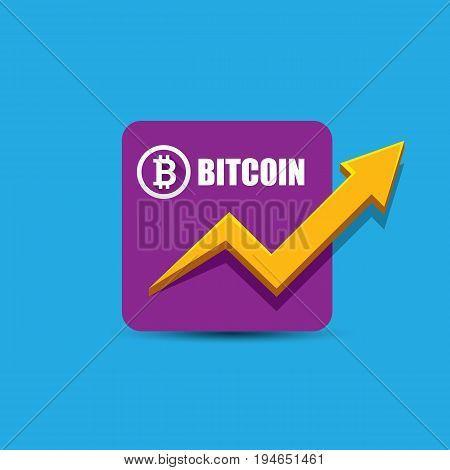 vector bitcoin growth graph on blue background. Bitcoin hype concept vector illusrtation with blank space fo text