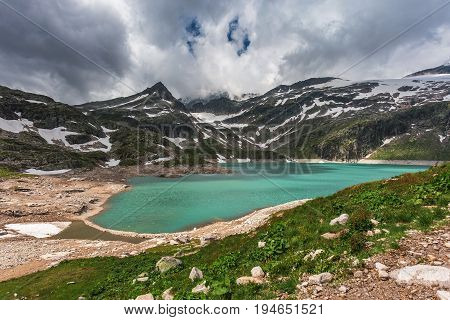 Lake Weissee in high mountains beautiful landscape from Austria