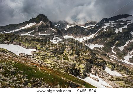 High alpine mountains landscape near Weißsee in summer Austria