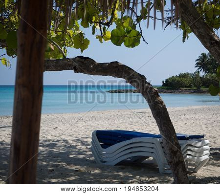 White sand beach with transparent sea in varadero in cuba