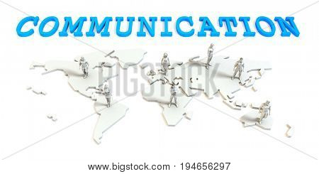 Communication Global Business Abstract with People Standing on Map 3D Render