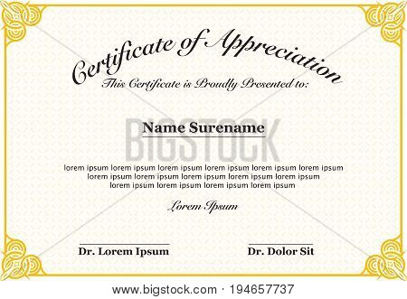 Certificate of Appreciation with text & Blank