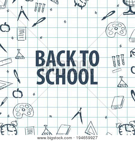 Welcome Back To School Banner With Different School Objects.