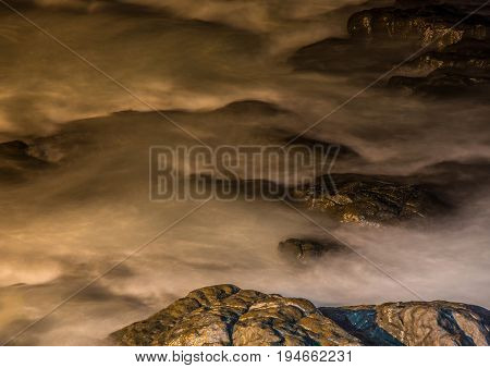 Nightshot Of The Waves And Rocks At The Indian Ocean At The Wild Coast