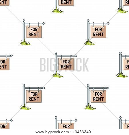 A sign on the pole for rent.Realtor single icon in cartoon style vector symbol stock illustration .