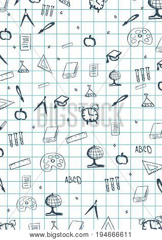 Welcome Back To School Banner With Different School Objects.