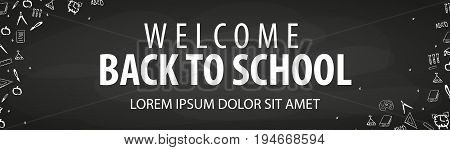 Welcome Back To School Banner With Different School Objects.