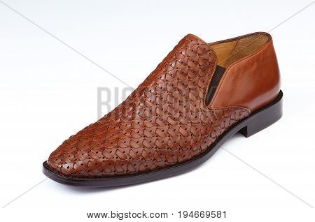 male shoe, no lace, isolated on white