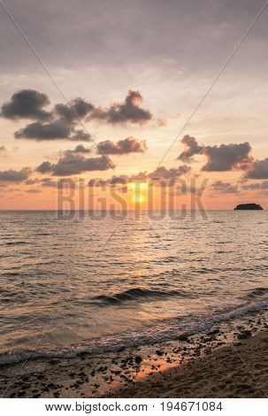 Beautiful sunset sky over the Andaman sea near Koh Kud island, Thailand