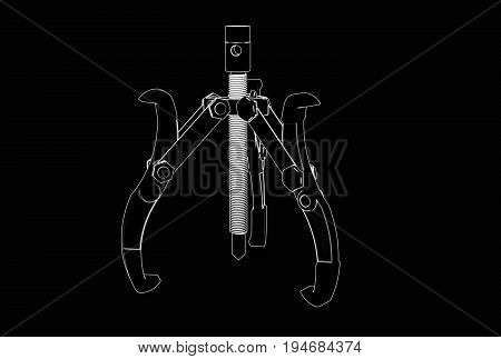 3d illustration of bearing puller isolated on black