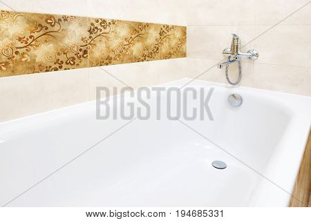 Close Up Of White Bathtub