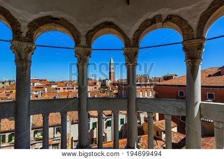 View from Palazzo Contarini del Bovolo in Venice Italy - architecture background