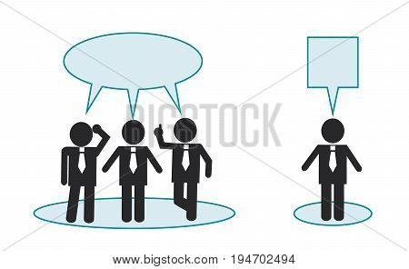 A group of people think alike and stand in a sweep. One person thinks differently and costs separately