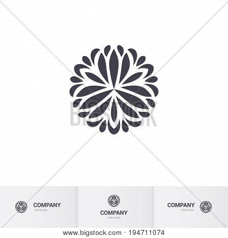Abstract Floral Geometric Element for Circular Logo. Company Emblem Element. Simple Geometric Mandala Logotype