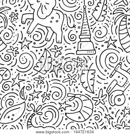 Seamless pattern with symbols of Thailand. Grea texture for travel design.