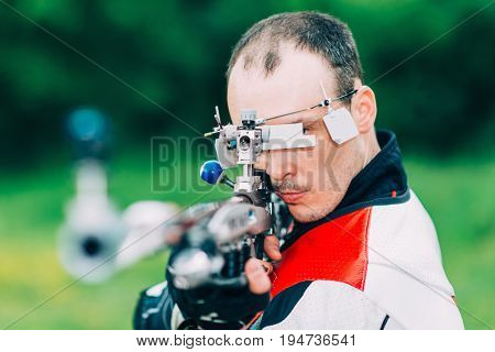 Free rifle triaing outdoors toned image, outdoors