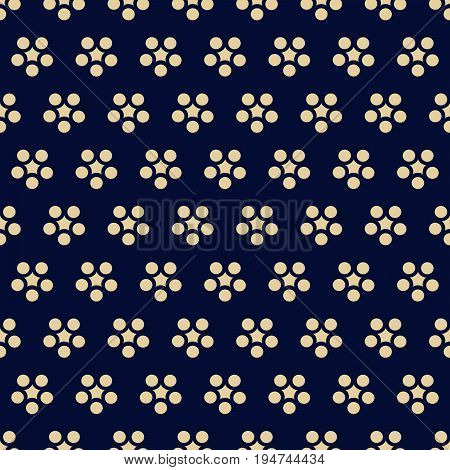 Seamless Background Retro Navy Blue Japanese Round Flower Chintz