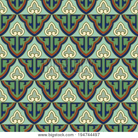 Seamless Background Oriental Chinese Curve Golden Outline Frame Chintz