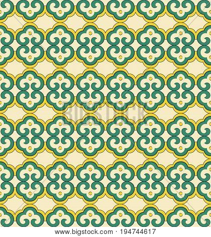 Seamless Background Oriental Curve Spiral Cross Round Frame Geometry Chintz