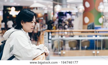 Asian Women 40S White Skin In Shopping Mall